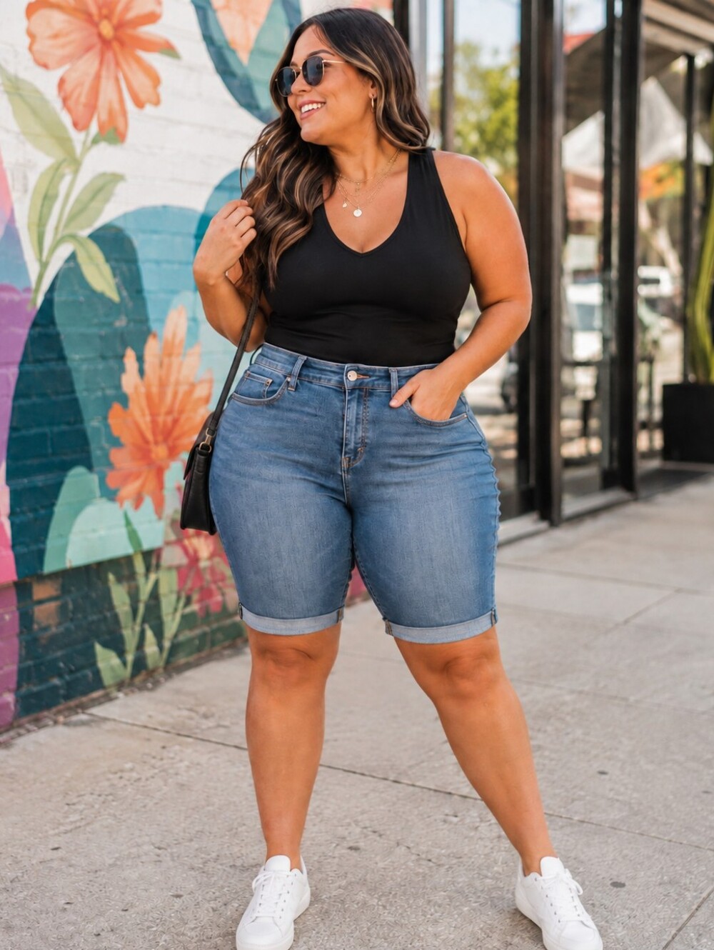 Curve Appeal Size 18W NWT Concealed Comfort Waist Denim Bermuda Shorts